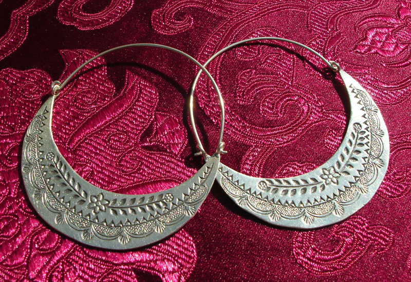MASSIVE Ohrringe Creolen aus Nepal Tibet SILBER Handarbeit! Bauchtanz